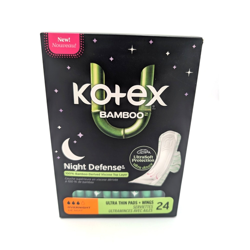 Kotex BAMBOO Ultra Thin Overnight Pads with Wings Ultra Soft Protection 30 Pads